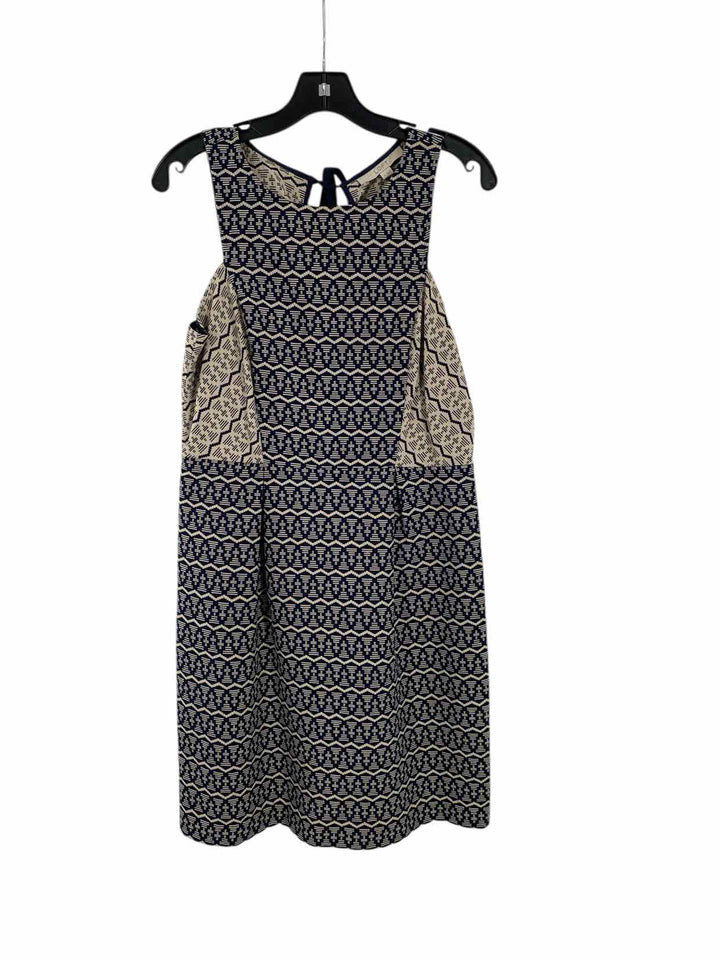 Loft Size 4 Navy Blue White Print 100% cotton Dress