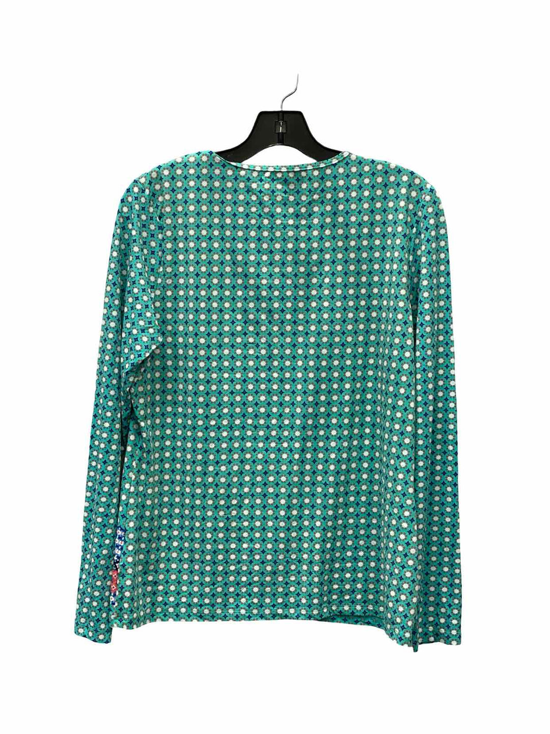 Lands End Size M Turquoise Print Long Sleeve Shirts