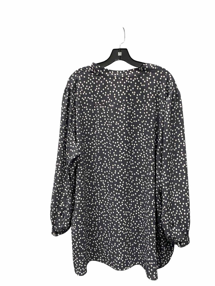 Ann Klein Size 3X Purple White Dots Long Sleeve Shirts
