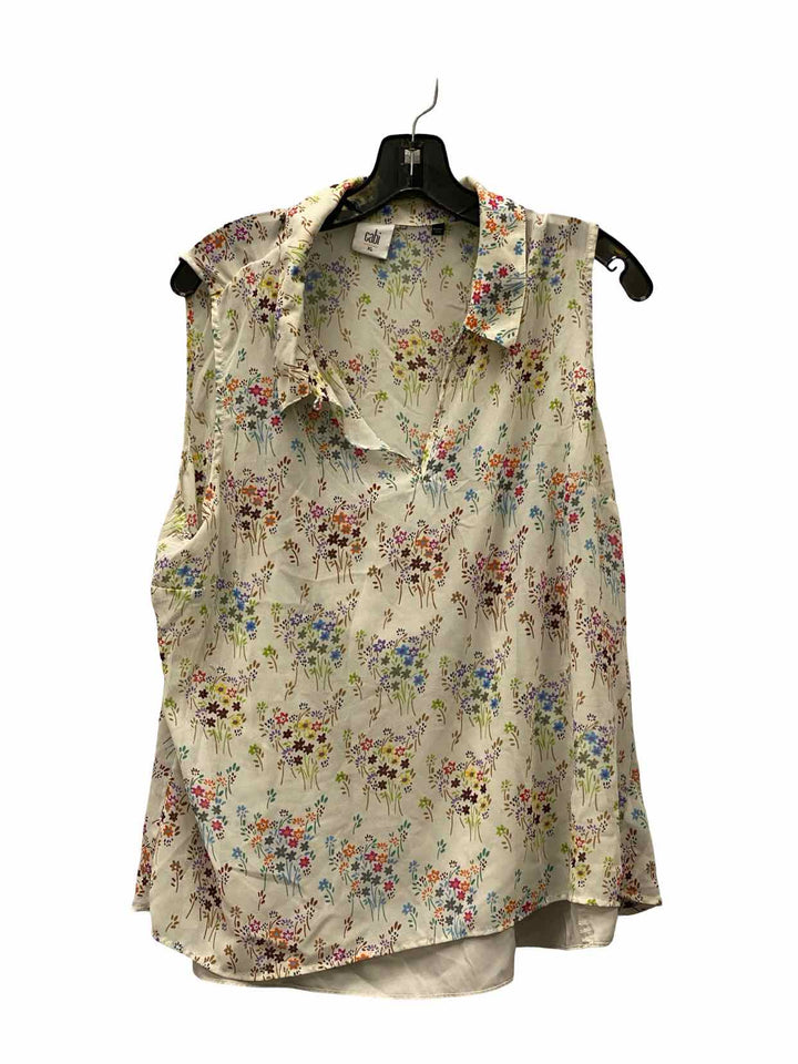 Cabi Size XL Cream Floral Tank Top