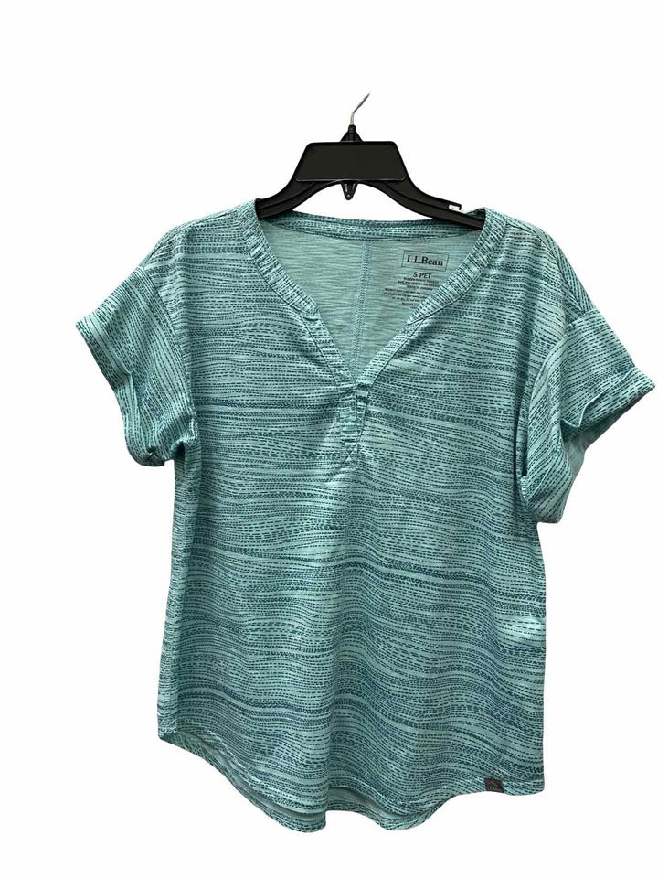 LL Bean Size S Blue Print Short Sleeve Shirts