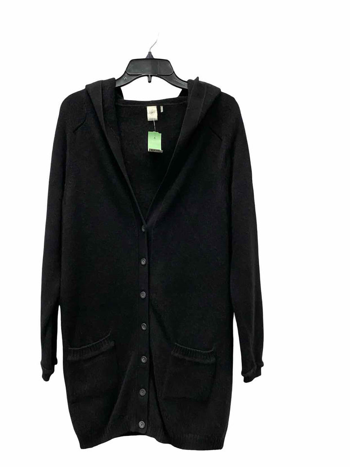 Kinross Size M Black 100% cashmere Cardigan Sweater