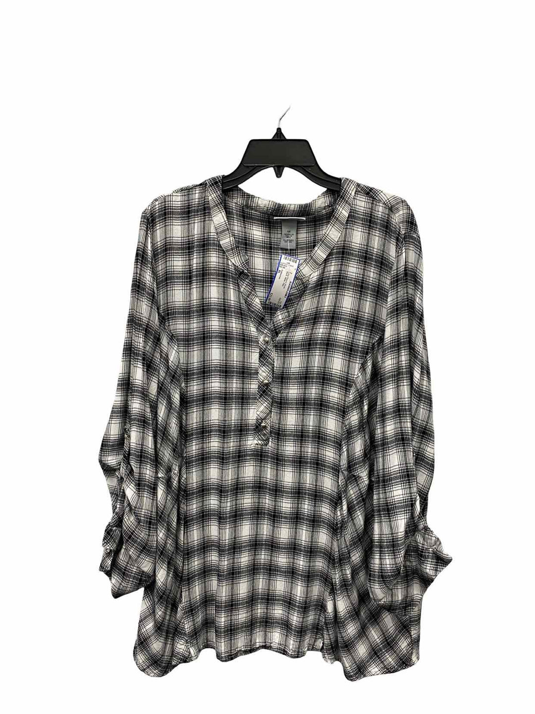 Catherines Size XL Black White Plaid Long Sleeve Shirts