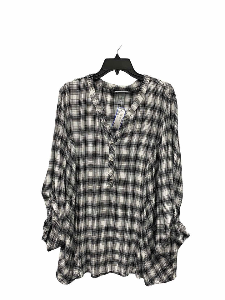 Catherines Size XL Black White Plaid Long Sleeve Shirts