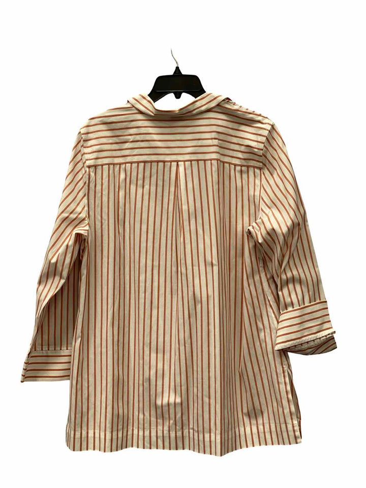 Coldwater Creek Size XL Red White Stripe Long Sleeve Shirts