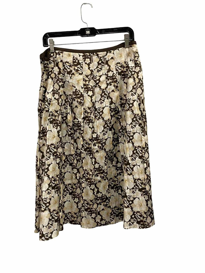 Liz Claiborne Size 12 Brown White Floral Skirt