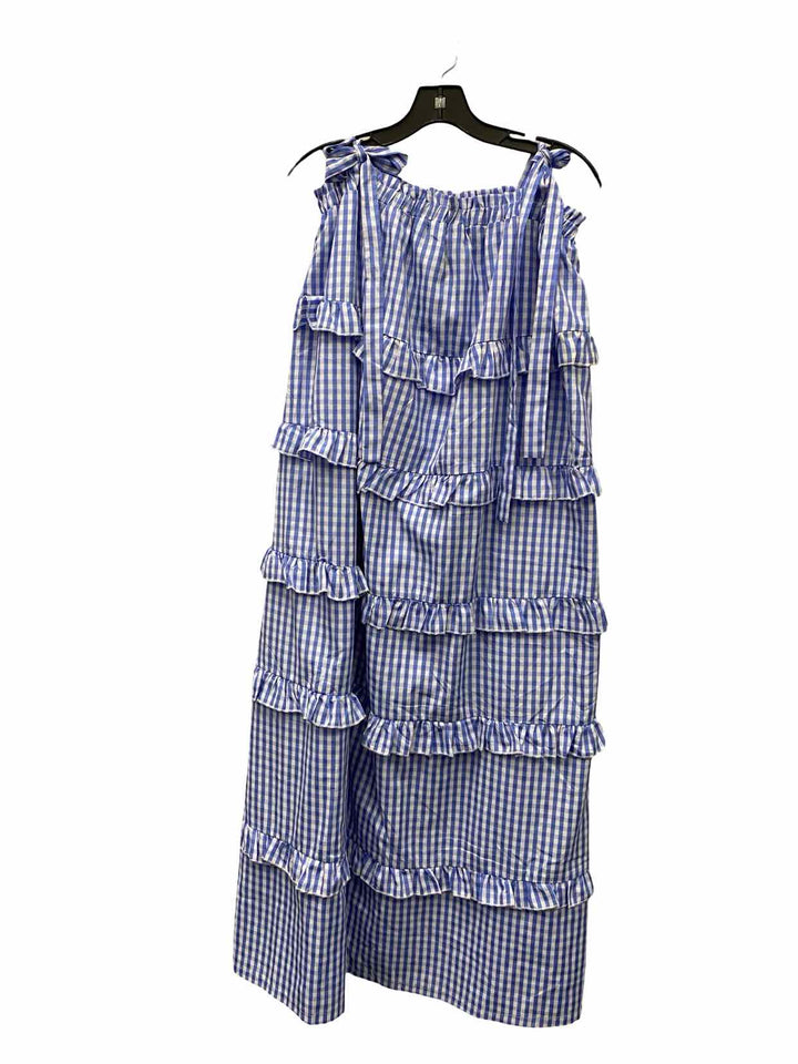 English Factory Size L Blue Checkered Dress
