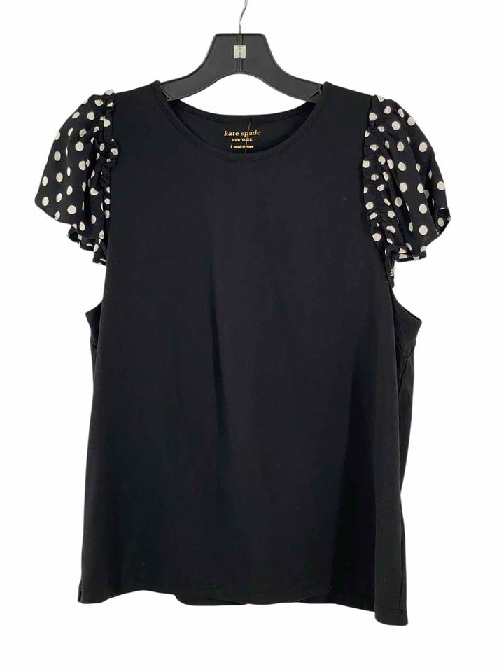 Kate Spade Size L Black White Polka Dot Short Sleeve Shirts