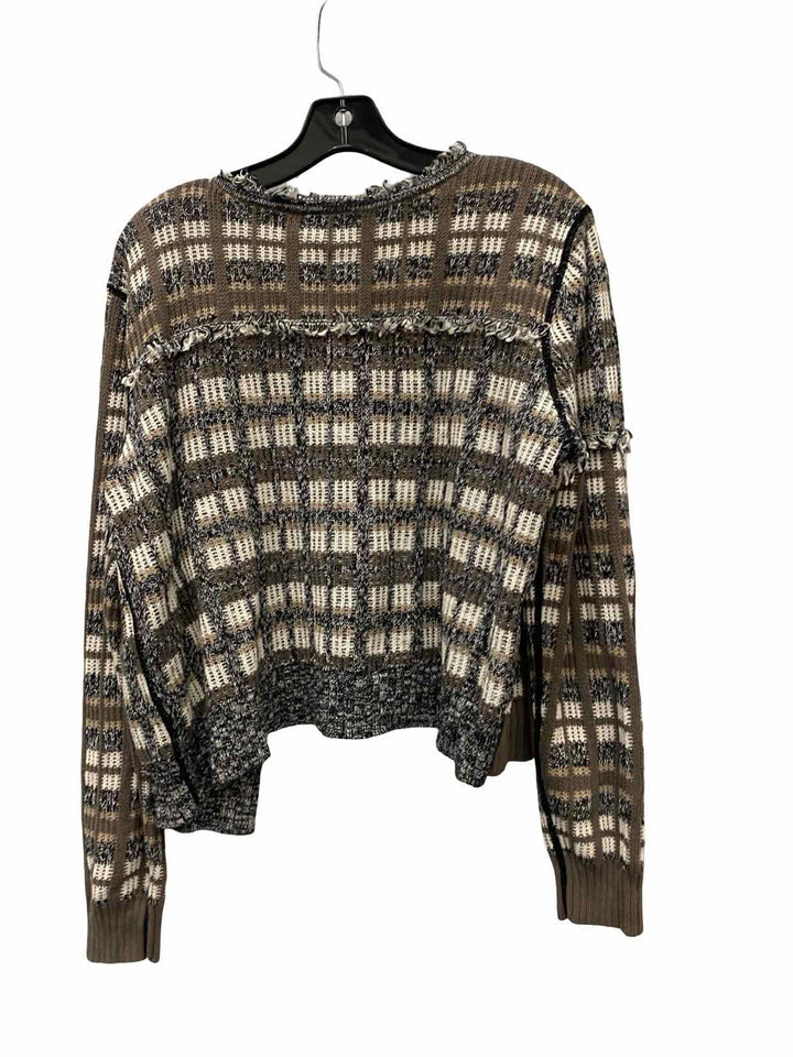 Cabi Size L Brown White Sweater