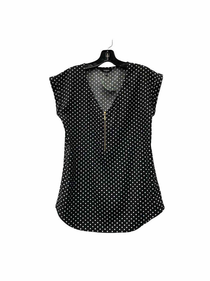 Express Size S Black White Poka dot Short Sleeve Shirts