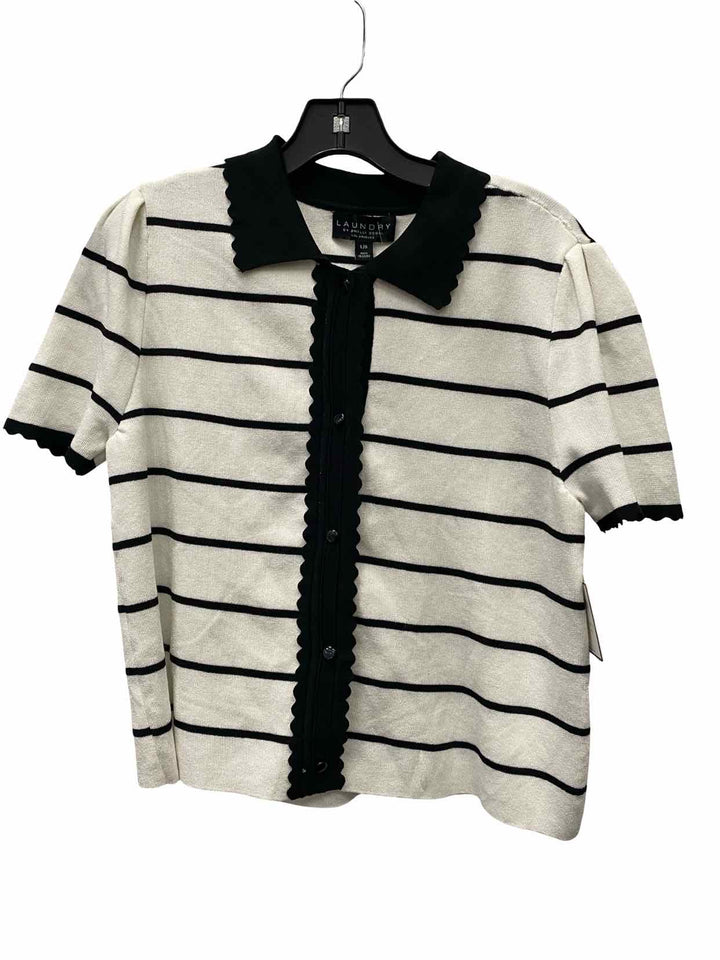 Laundry by Design Size L Black White Short Sleeve Shirts
