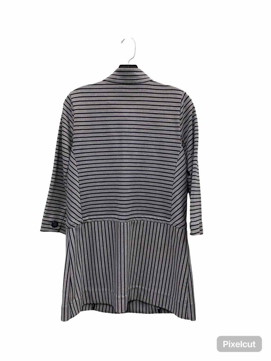 Cabi Size S Grey Navy Blue Stripe Dappled Stripe Car Coat(Long)