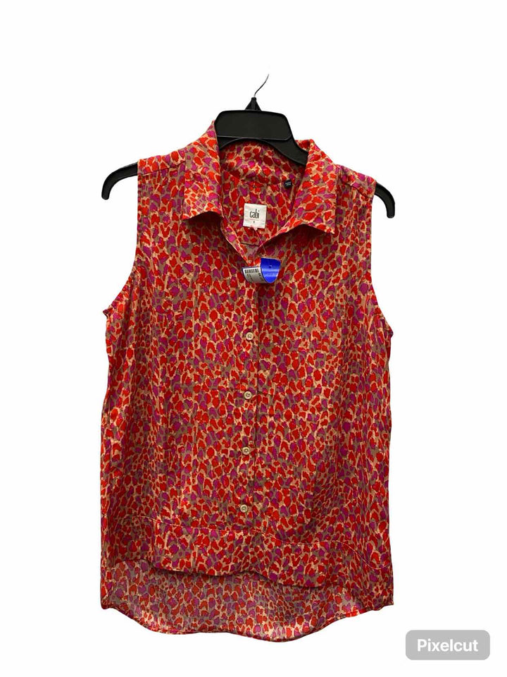 Cabi Size S Red Beige Print Tank Top