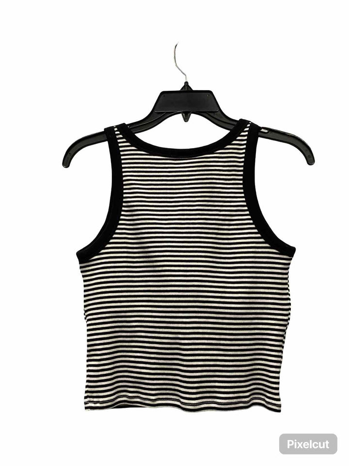 Uni Glo Size M Black White Stripe Tank Top