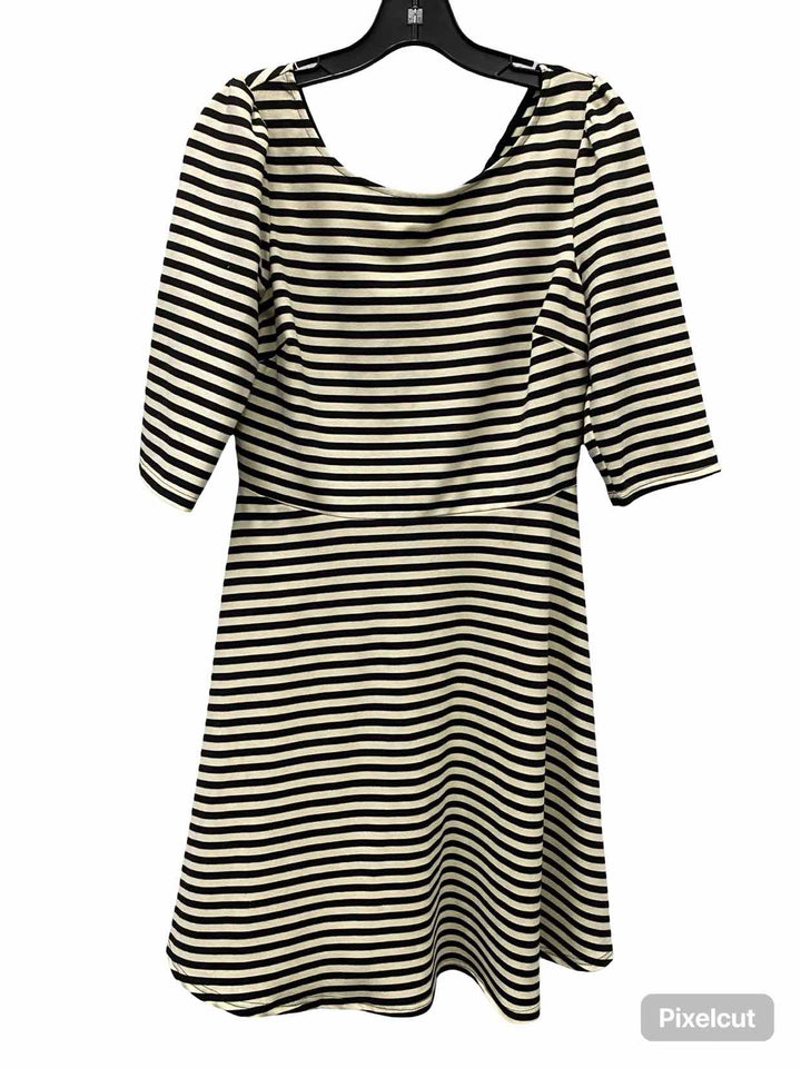 Pixley Size L Cream Black Striped Dress