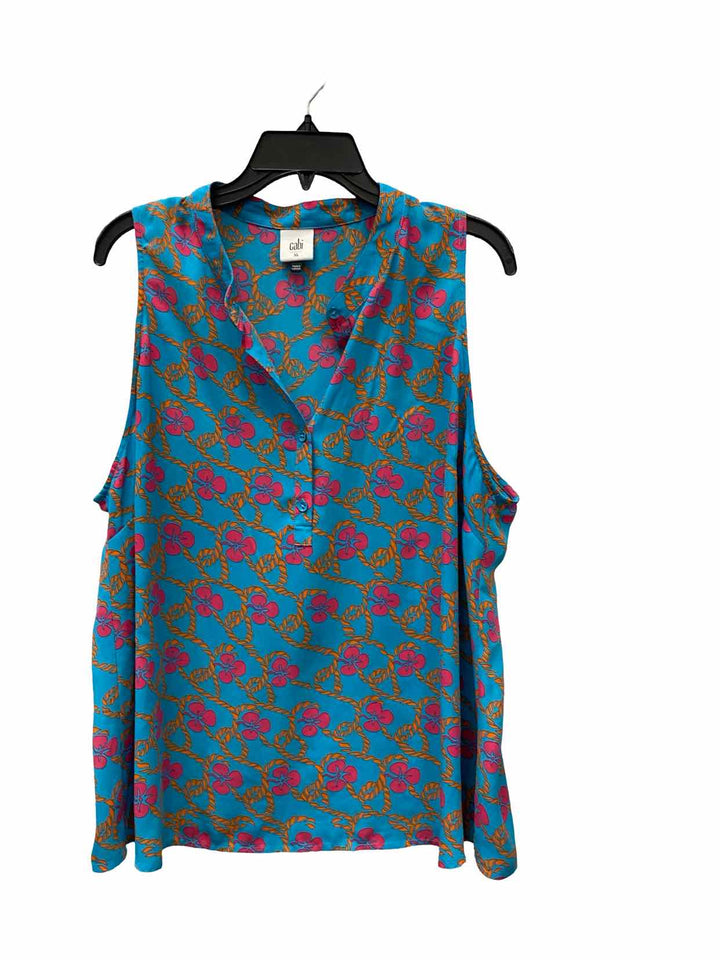 Cabi Size XL Blue Pink Floral Tank Top