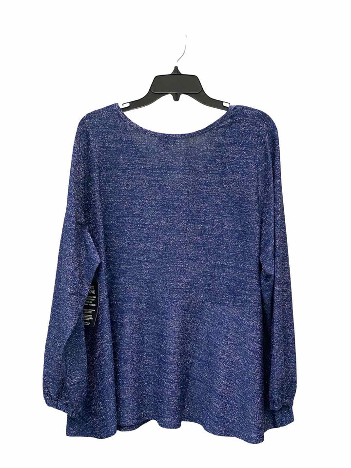 avenue Size 22/24 Blue Sparkly Long Sleeve Shirts