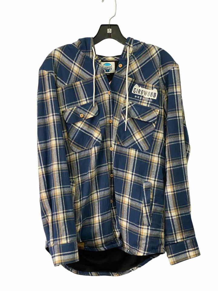 Girdwood brewing co Size L Blue Plaid Jacket