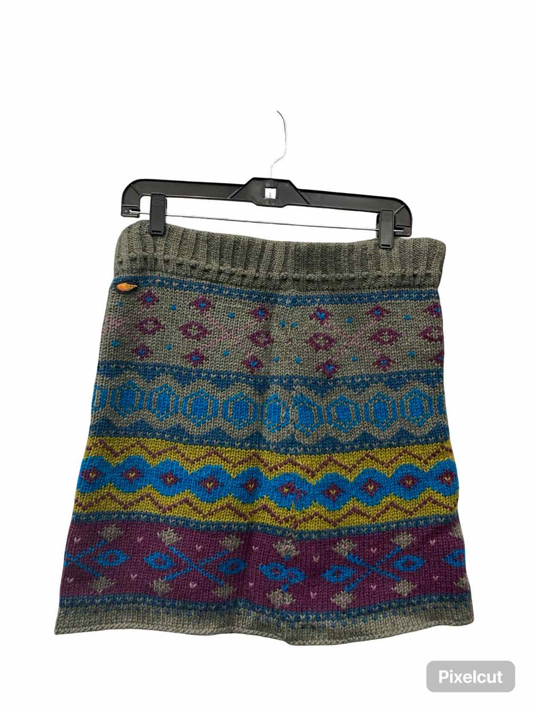 Everest Size L Gray Print Knit Skirt