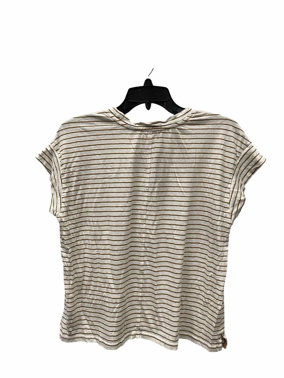 Carve Designs Size M White Brown Striped 55% Hemp Short Sleeve Shirts