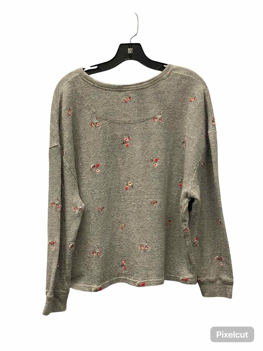 Coldwater Creek Size L Gray Floral 100% cotton Sweater