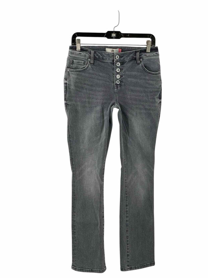Cabi Size 4 Grey/Blue Buttonfly Straight Denim Jeans