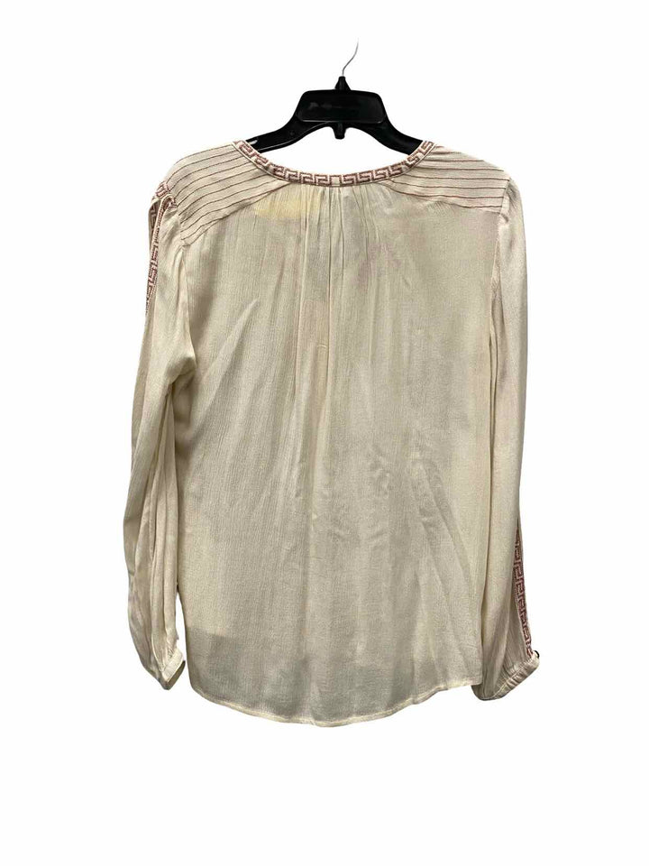 Lucky Brand Size S Cream Embroidered Long Sleeve Shirts