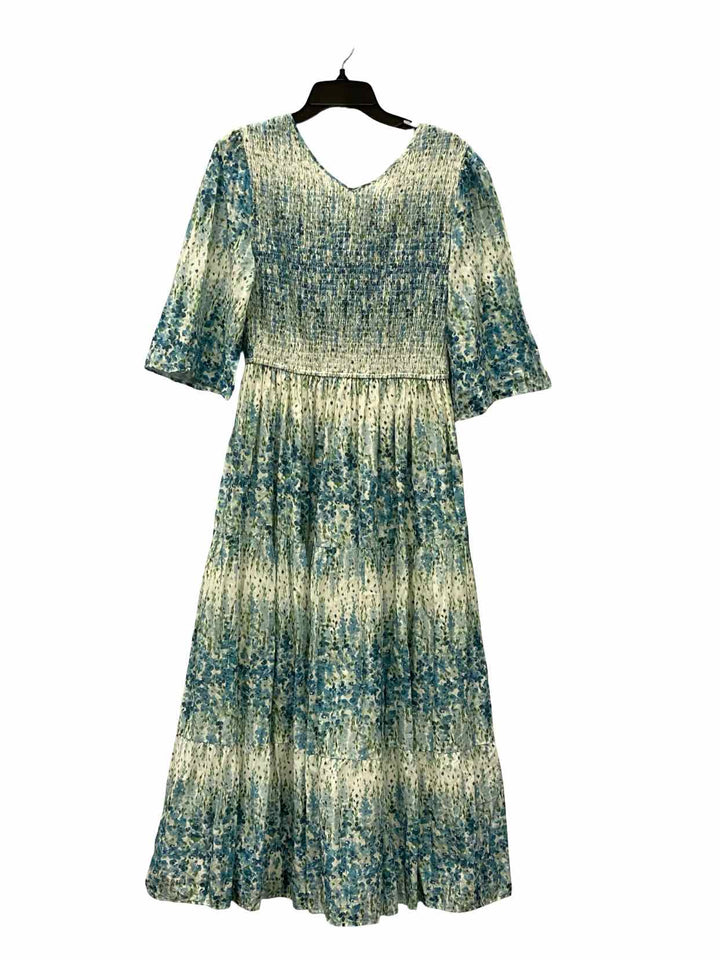 Christy Dawn Size M Green Blue Floral Dress