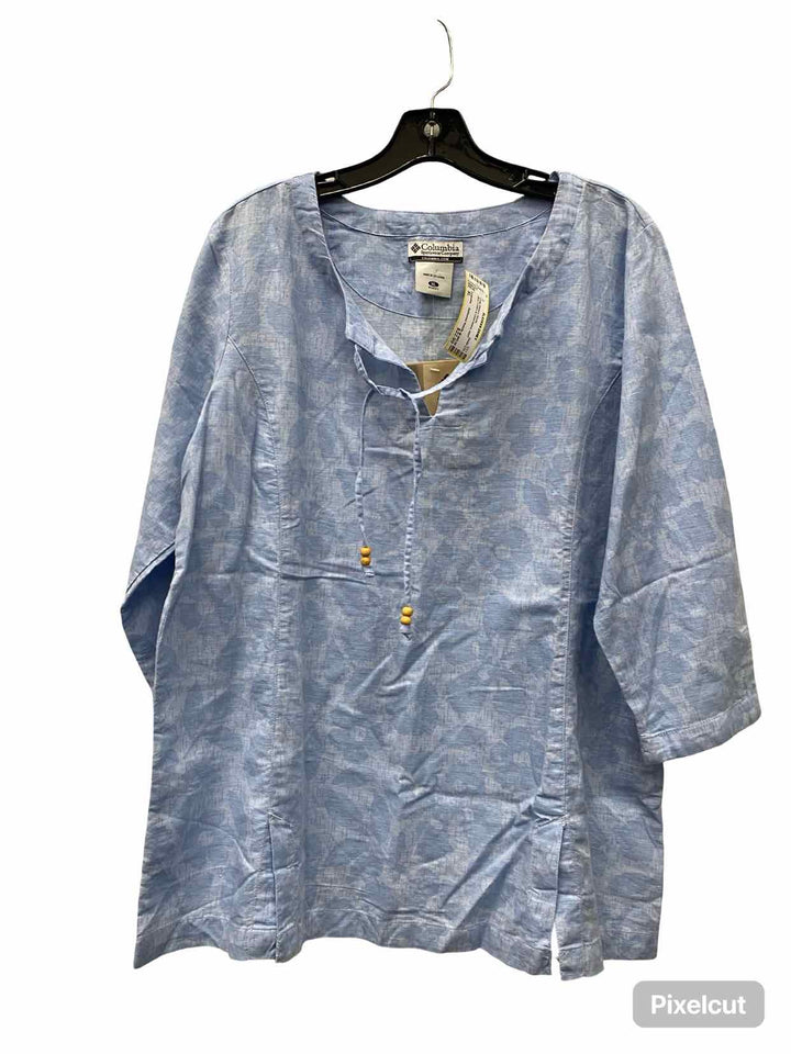 Columbia Size XL Blue Cotton & Linen blend Long Sleeve Shirts