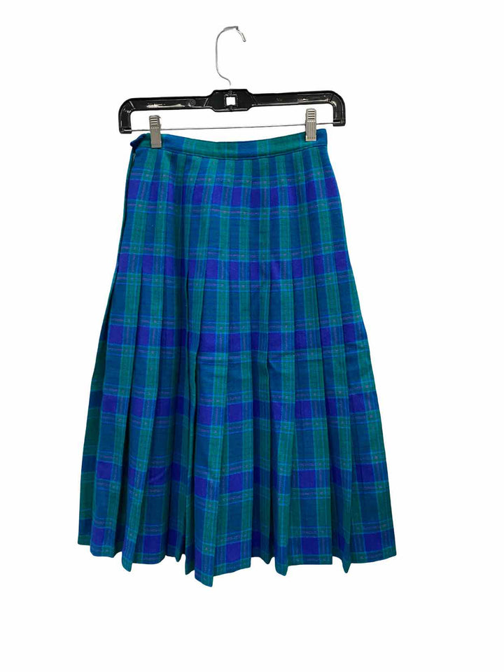 Pendleton Size 6 Blue Green Plaid 100% virgin wool Skirt