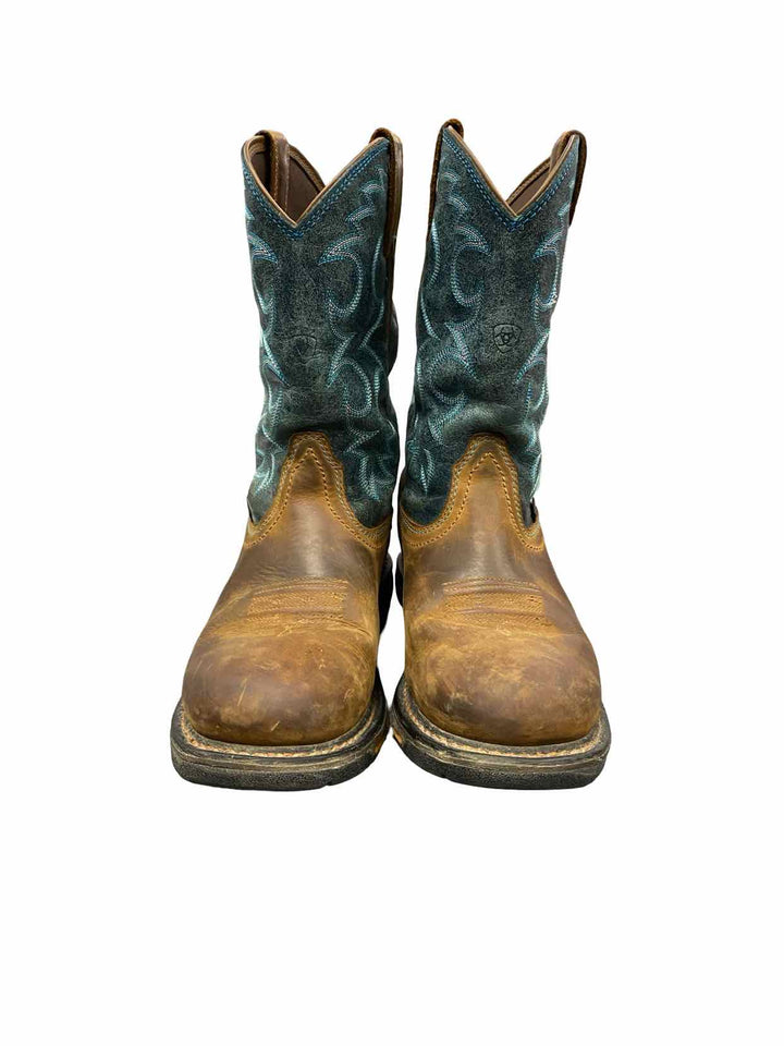 Ariat Shoe Size 39 Brown Blue Leather Waterproof WorkHog Boots(Ankle)