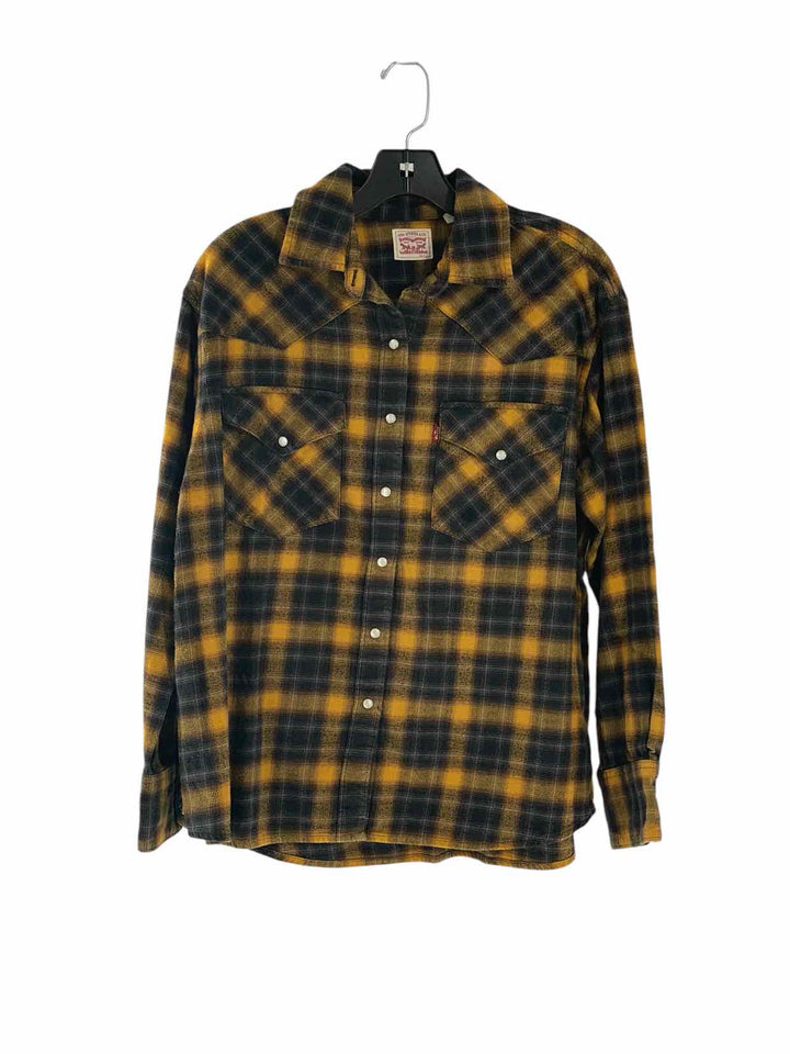 Levi's Size S Black Yellow Plaid Long Sleeve Shirts