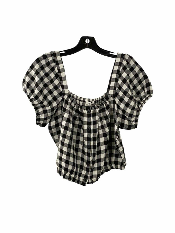 MadeWell Size M Black White Plaid Short Sleeve Shirts