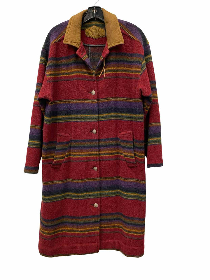 Woolrich Size L Red Blue 100% Wool Coat(Long)