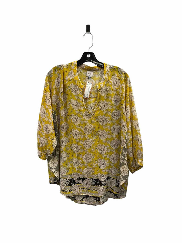 Cabi Size M Yellow Floral Long Sleeve Shirts