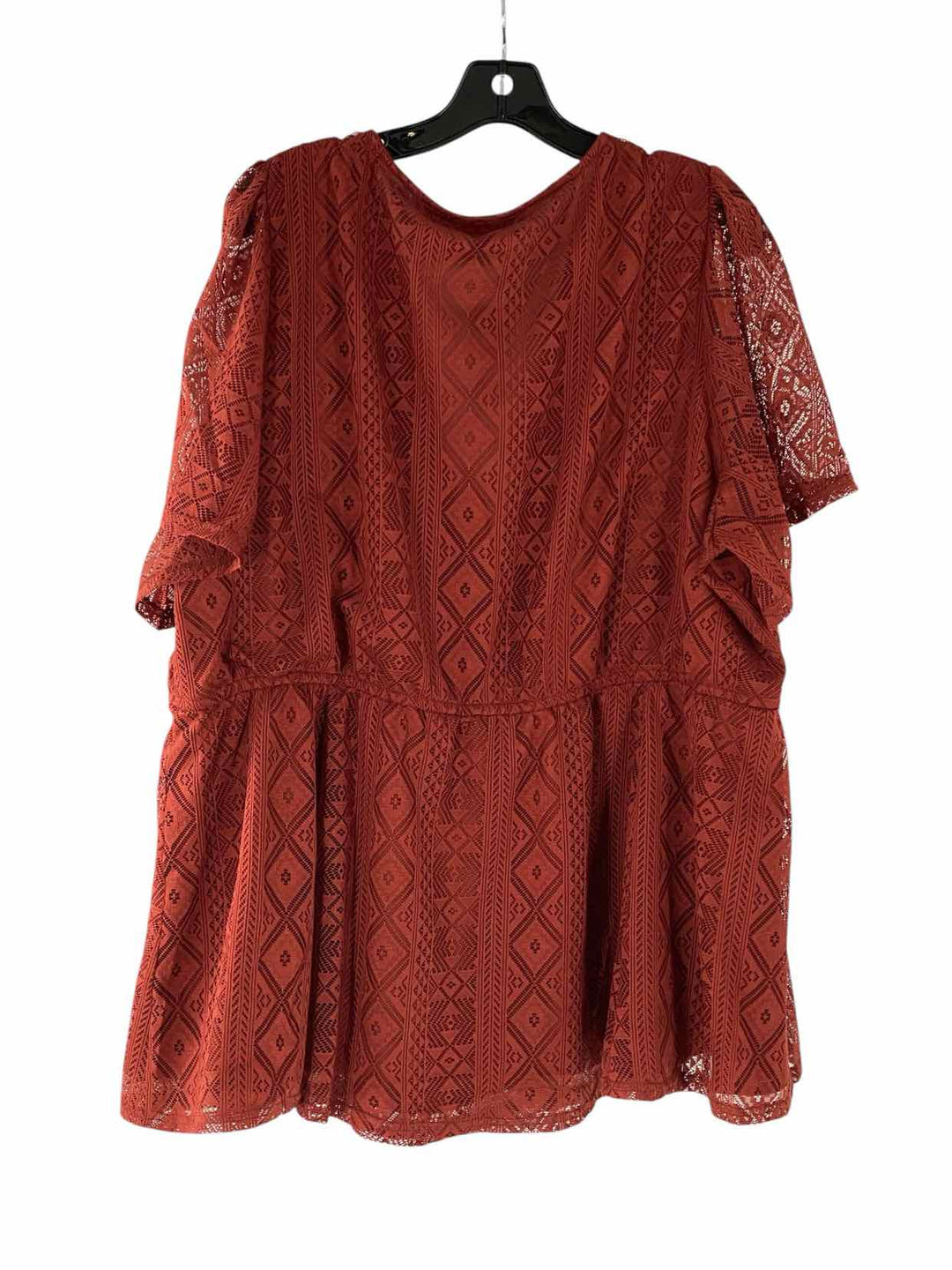 Torrid Size 3 (16/18) Burnt Orange lace detail Short Sleeve Shirts