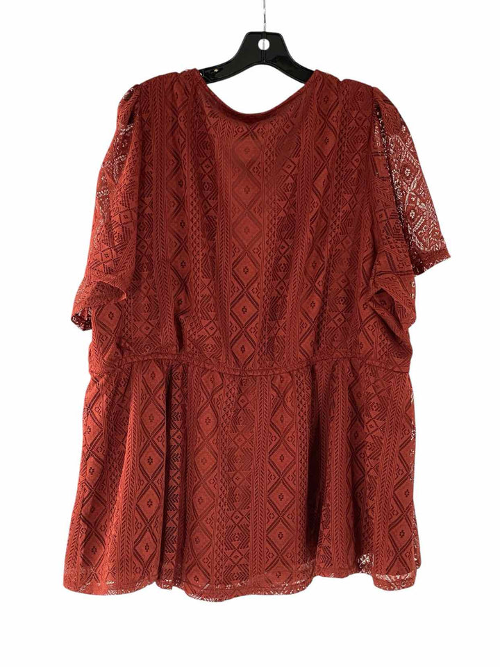 Torrid Size 3 (16/18) Burnt Orange lace detail Short Sleeve Shirts