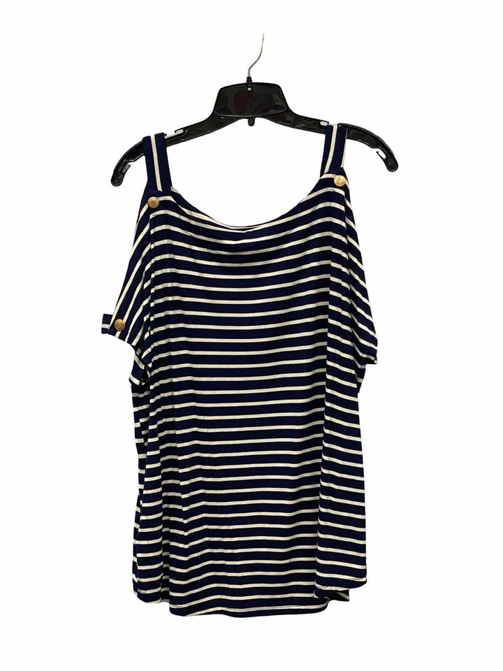 Cable & Gauge Size XL Navy White Striped Short Sleeve Shirts