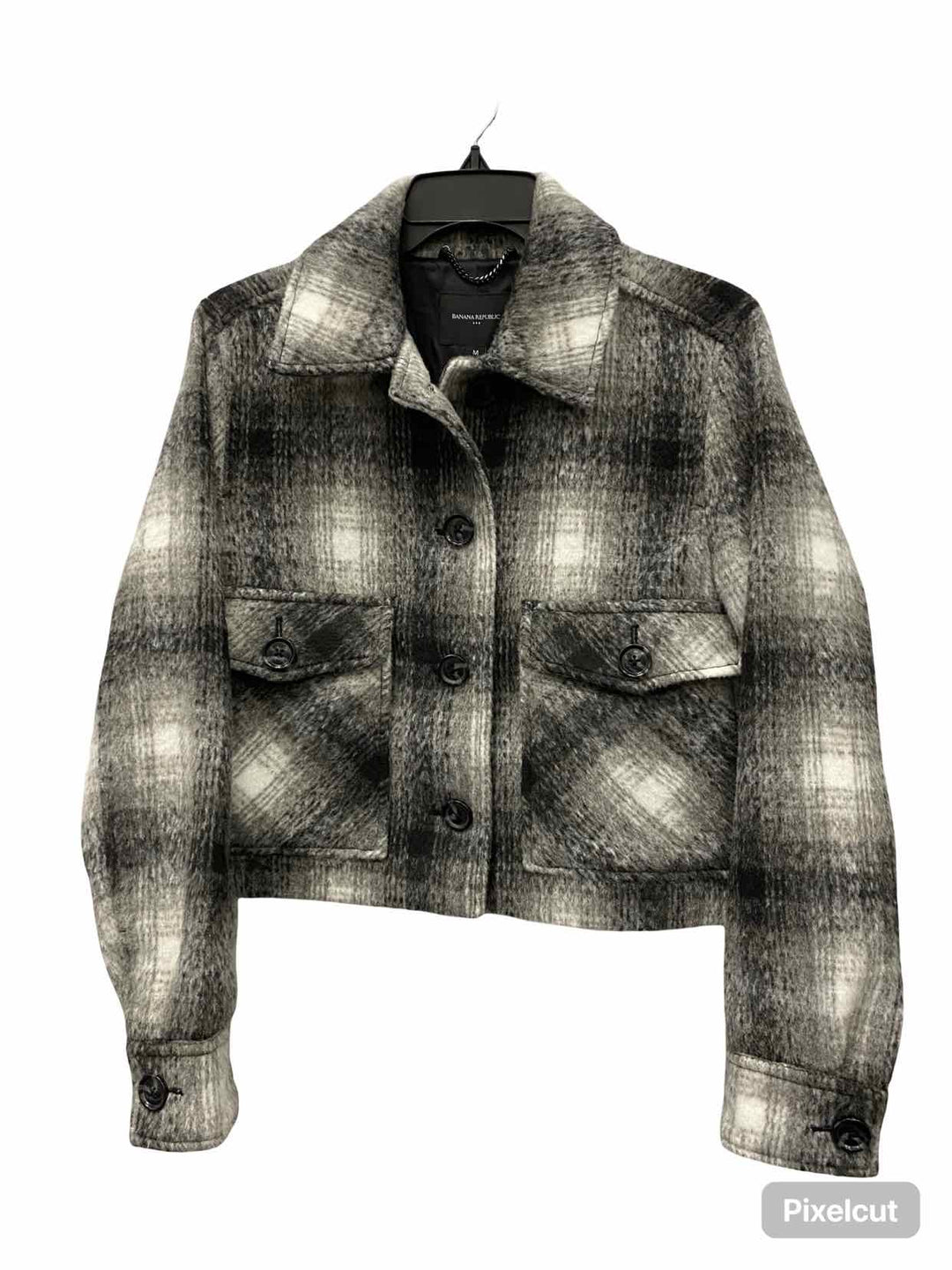 Banana Republic Size M Black White & Grey Plaid Jacket (Outdoor)