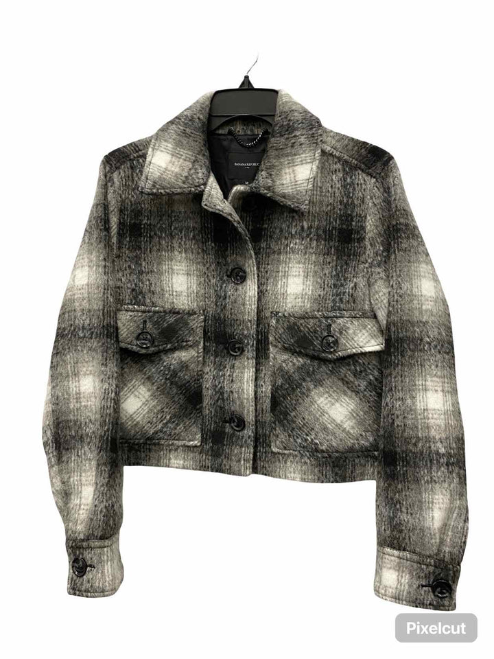 Banana Republic Size M Black White & Grey Plaid Jacket (Outdoor)