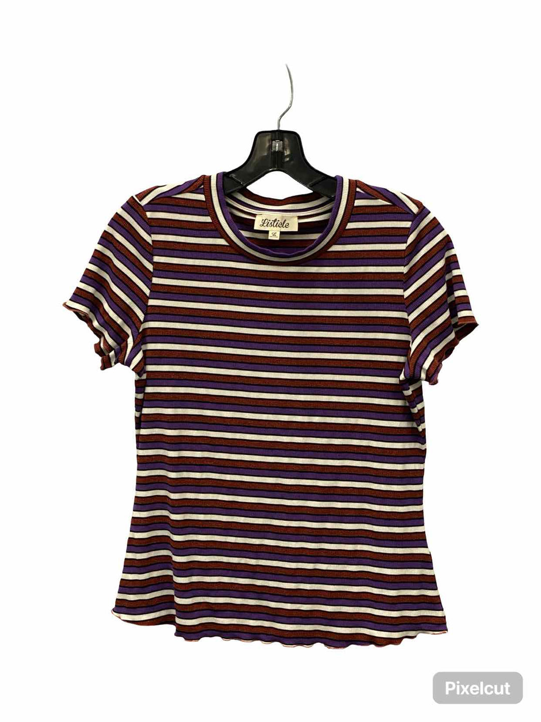 Listicle Size L Red Purple Stripe T-shirt