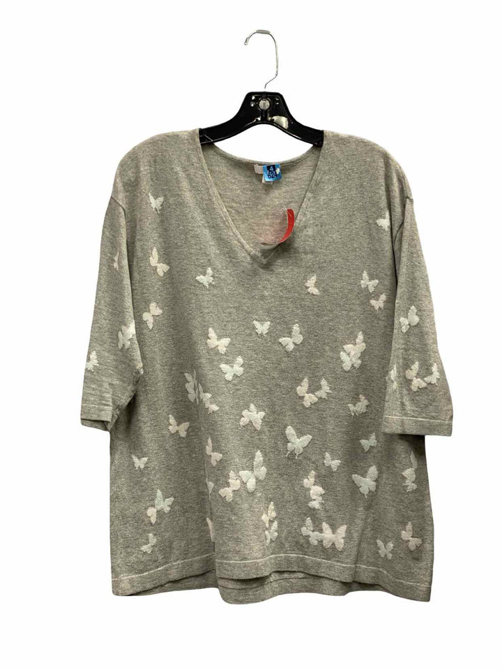 J Jill Size L Grey Butterfly Sweater