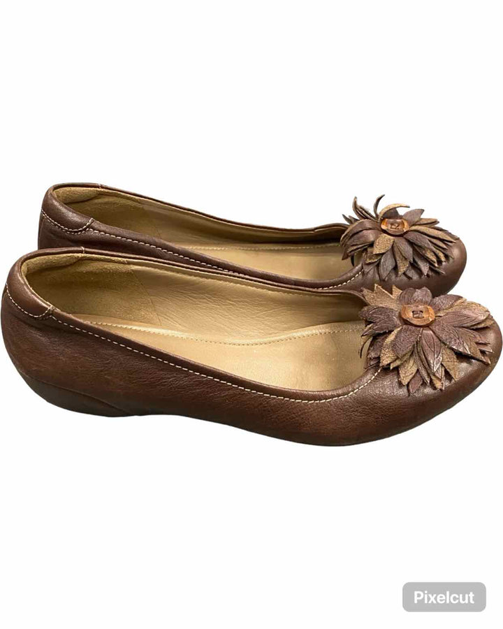 Ecco Shoe Size 40 Brown Leather Mary Comfort Cushioned Flats