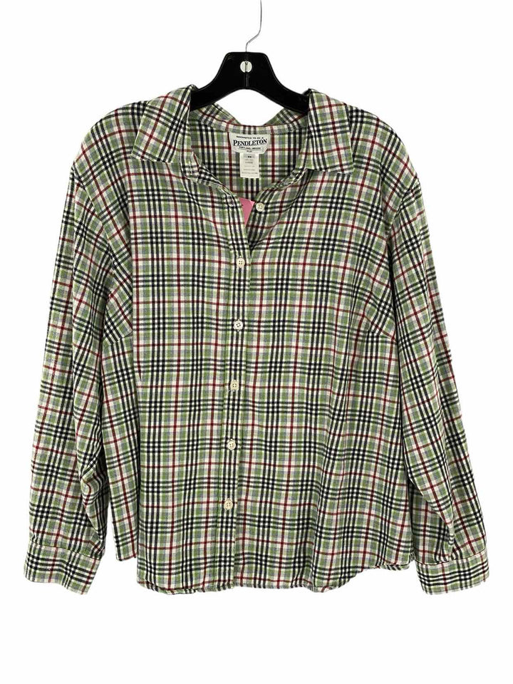 Pendleton Size 2X Green Black Flannel Long Sleeve Shirts