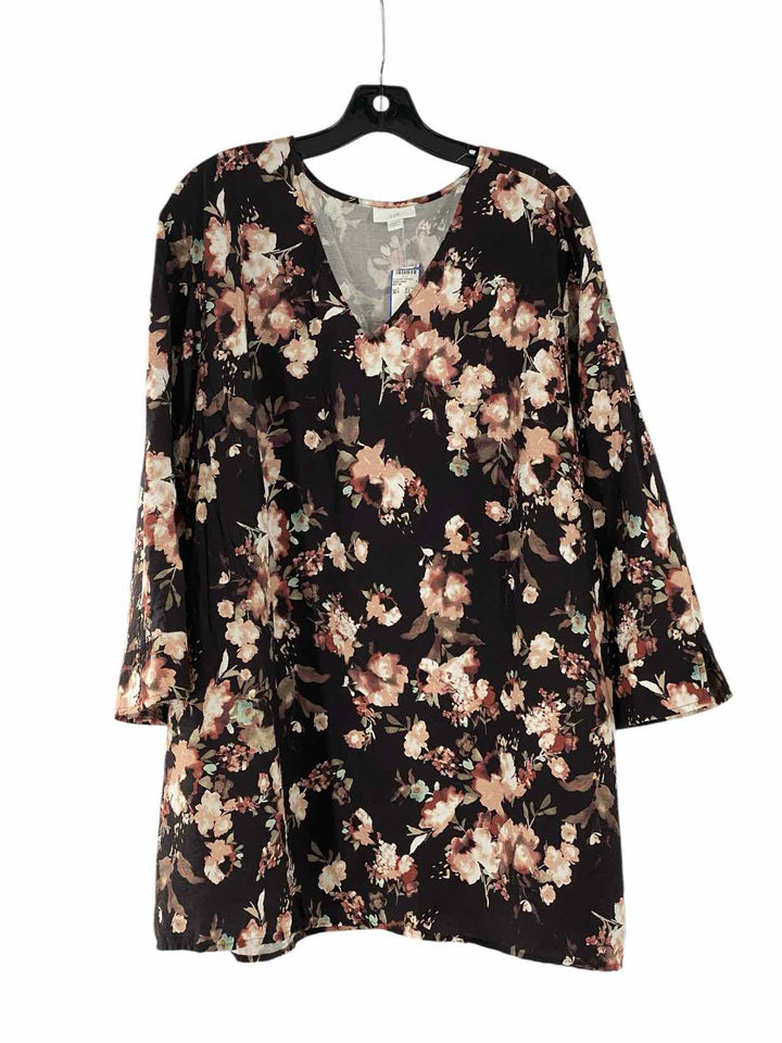 J.Jill Size 3X Black Pink Floral Long Sleeve Shirts