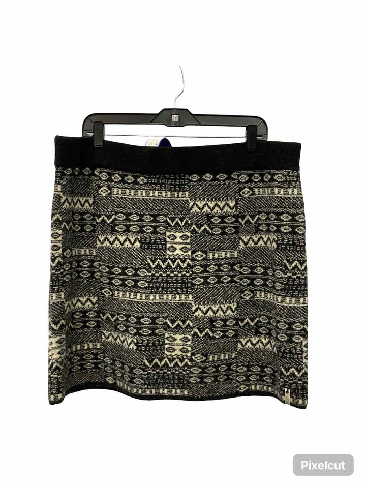 Woolrich Size XL Black White Print 25% wool Skirt