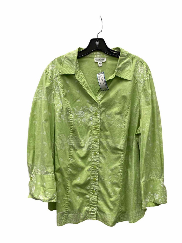 Coldwater Creek Size 2X Green Floral Long Sleeve Shirts
