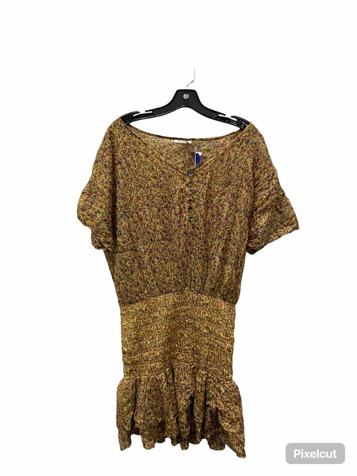 Mes Demoiselles Size L Gold Print Dress