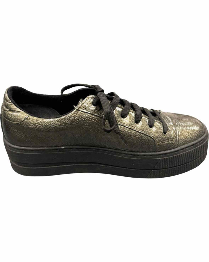 Bos and Co Shoe Size 40 Grey Metallic Leather Platform Sneakers