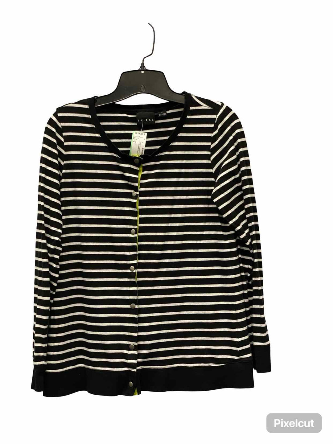 Tribal Size L Black White Stripe Long Sleeve Shirts